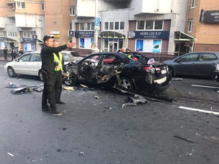 Место взрыва в центре Киева