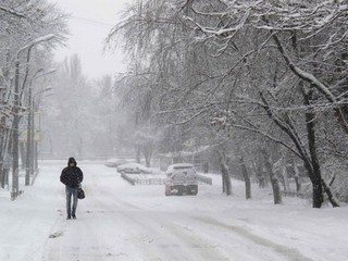 В Киеве выпал снег